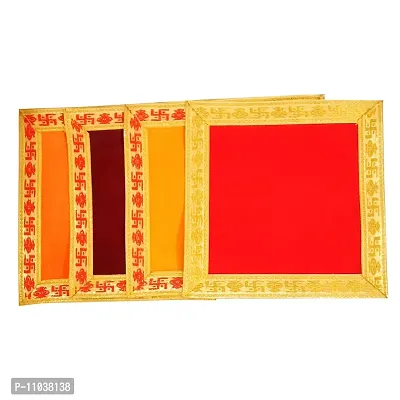 Pooja Ghar Velvet Puja Aasan | Velvet Aasan; Altar Puja Aasan Altar Cloth/Chowki Aasan Kapda Mat for Puja Table/Velvet Altar Cloth for Puja Home Mandir and Temple (Set of 4) (10X10 Inch)