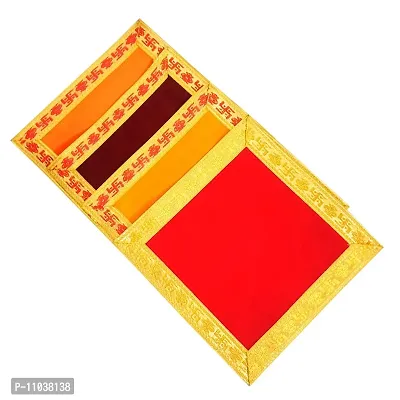 Pooja Ghar Velvet Puja Aasan | Velvet Aasan; Altar Puja Aasan Altar Cloth/Chowki Aasan Kapda Mat for Puja Table/Velvet Altar Cloth for Puja Home Mandir and Temple (Set of 4) (10X10 Inch)-thumb4