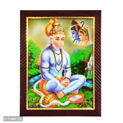 Pooja Ghar Hanuman Ji Meditating Religious Photo Frames with Acrylic Sheet for Worship/Pooja