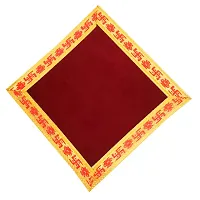 Pooja Ghar Velvet Puja Aasan | Velvet Aasan; Altar Puja Aasan Altar Cloth/Chowki Aasan Kapda Mat for Puja Table/Velvet Altar Cloth for Puja Home Mandir and Temple (Set of 4) (10X10 Inch)-thumb1