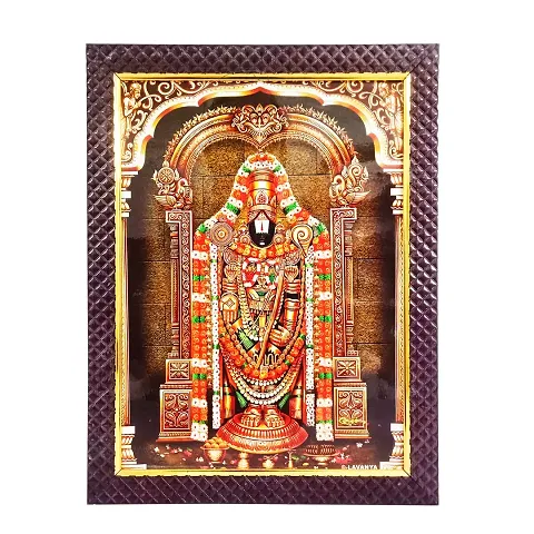 Pooja Ghar Gold Tirupati Balaji Photo Frame ( 10 x 12.5 inch) |God Photo Frames | Lord Venkateswara Photo frame | Tirupati Balaji Lakshmi photo frame | Photo Frame (10 X 12.5 Inch)