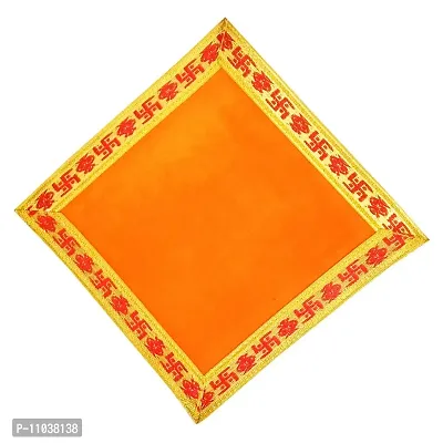 Pooja Ghar Velvet Puja Aasan | Velvet Aasan; Altar Puja Aasan Altar Cloth/Chowki Aasan Kapda Mat for Puja Table/Velvet Altar Cloth for Puja Home Mandir and Temple (Set of 4) (10X10 Inch)-thumb3