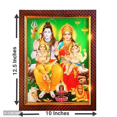 Pooja Ghar Religious Bhole Nath Parivar / Shiva Pariwar (Shiv Shankar Maa Parvati, Ganesh, Karthik) Photo Frame for Temple Home Office (10x12.5 inches, Multicolour)-thumb2