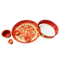 Traditional Decorative Karwachauth Pooja thali Set Festival Pooja Thali Includes karwachauth channi/Pooja Thali Set - 10 inch-thumb3