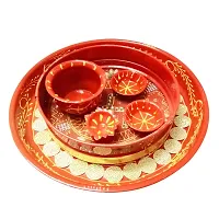 Traditional Decorative Karwachauth Pooja thali Set Festival Pooja Thali Includes karwachauth channi/Pooja Thali Set - 10 inch-thumb4