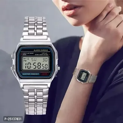 Stylish designer silver digital watch for men And  women-thumb0