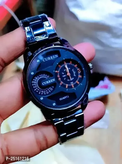 Curren Black Watches Men's Fashion Causal Quartz Wristwatch Stainless Steel-thumb0