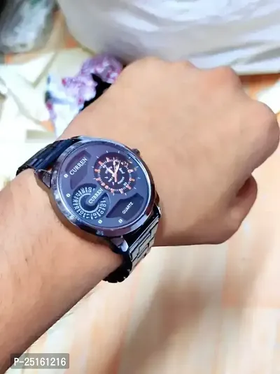 Curren Black Watches Men's Fashion Causal Quartz Wristwatch Stainless Steel-thumb3