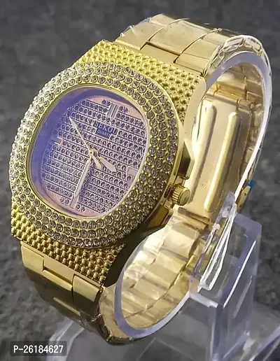 Gold Chain Diamond Watch For Unisex Fashion-thumb0