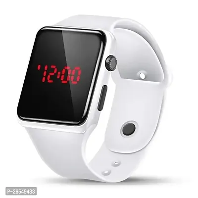 White Stylish Digital Black Display Square LED Watch | Birthday Gift for Boy  Girls-thumb0