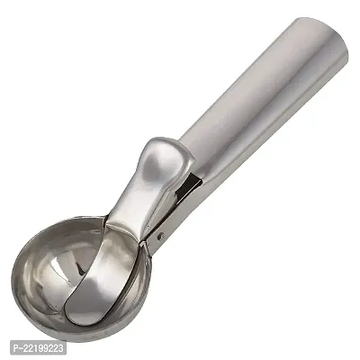 zms marketing Stainless Steel Serving Spoon/Scooper for Ice Cream, Fruit, Cookie with Trigger Release (Silver)