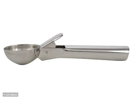 zms marketing Stainless Steel Serving Spoon/Scooper for Ice Cream, Fruit, Cookie with Trigger Release (Silver)-thumb2