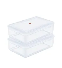 zms marketing Clear Transparent Plastic Storage Box Organizer Medium Size Container With Lid  Lock For Multipurpose Stationery Cosmetics Combo 2 20cm Length - 1200 ml-thumb1
