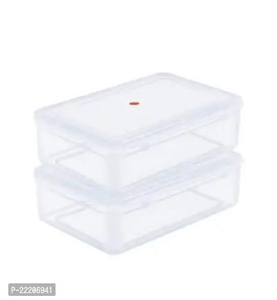 zms marketing Clear Transparent Plastic Storage Box Organizer Medium Size Container With Lid  Lock For Multipurpose Stationery Cosmetics Combo 2 20cm Length - 1200 ml-thumb2