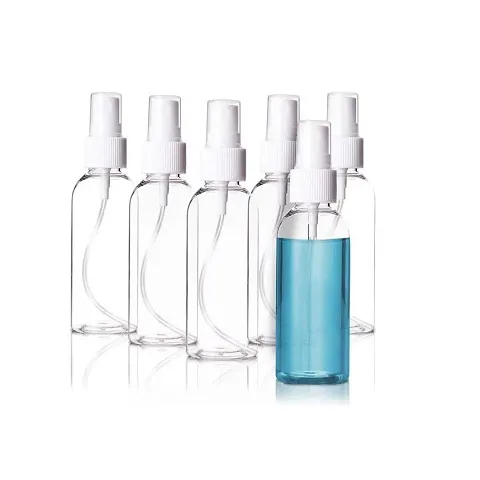 zms marketing 6 Pcs Refillable Spray Bottles, 100ML, Clear Empty Fine Mist ABS Mini Travel Bottle Set, Small Refillable Liquid Containers