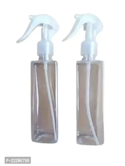 zms marketing Refillable 200ml Transparent Bottle White Gun Mist Spray 200 ml Spray Bottle (Pack of 2, Clear, Plastic)-thumb0