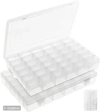 zms marketing 36 Grids (Combo Pack) Clear Plastic Organizer Jewelry Storage Box with Adjustable Dividers, Transparent Organizer Box for Earring,Makeup (Pack Of-02)-thumb0