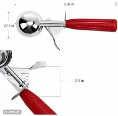 zms marketing Stainless Steel Serving Spoon/Scooper for Ice Cream, Fruit (Silver)-thumb3