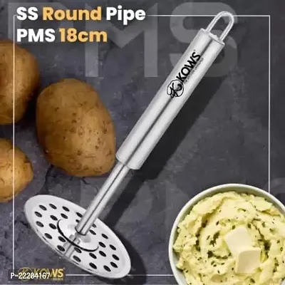 Zms Marketing- Stainless Steel Round 18cm Potato Masher and Domestic Whisk 20cm Kitchen Tool for Potato Masher Vegetables Masher Pav Bhaji Masher-thumb2