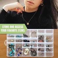 zms marketing 36 Grids (Combo Pack) Clear Plastic Organizer Jewelry Storage Box with Adjustable Dividers, Transparent Organizer Box for Earring,Makeup (Pack Of-02)-thumb4