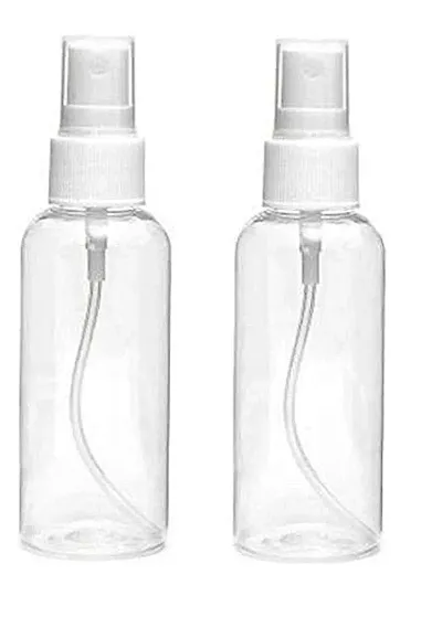 zms marketing 100ML Empty Refillable Fine Mist Sprayer Atomize Spray Bottle with Ultra-Fine Mist Pump and Cap, for Home/Travel/Beauty/Makeup/Sanitizer-100ml,Transparent (Pack of 2)