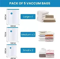 zms marketing Vacuum Storage Bag Compression Ziplock Bags, plastic bags for clothes blanket cover bag transparent storage quilt cloth with zip packing underbed organizer Pack of 5-thumb1