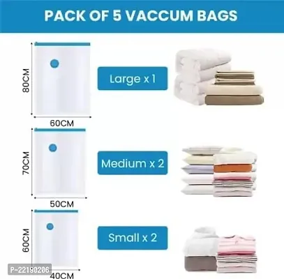 zms marketing Vacuum Storage Bag Compression Ziplock Bags, plastic bags for clothes blanket cover bag transparent storage quilt cloth with zip packing underbed organizer Pack of 5-thumb2