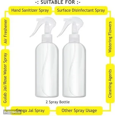 zms marketing Spray Empty Bottle- 330 ML* 2 PC 660 ml Spray Bottle (Pack of 2, White, Plastic)-thumb2
