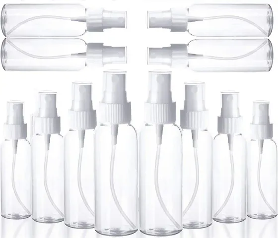 zms marketing Transparent Plastic Spray Bottle Cosmetics Bottle Empty Bottle, Portable Fine Mist Spray Bottle (Pack of 12-100ml)