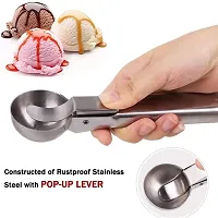 zms marketing Stainless Steel Serving Spoon/Scooper for Ice Cream, Fruit, Cookie with Trigger Release (Silver)-thumb3