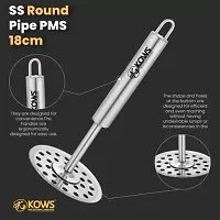 Zms Marketing- Stainless Steel Round 18cm Potato Masher and Domestic Whisk 20cm Kitchen Tool for Potato Masher Vegetables Masher Pav Bhaji Masher-thumb2