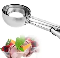 zms marketing Steel Ice Cream Scoop Scooper Serving Spoon, Silver- Best for Kitchen Kitchen Scoop-thumb1