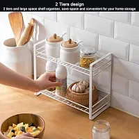 DIGG GAZ Iron Multifunctional 2 Tier Free Standing Metal Shelving Storage for Kitchen Storage Bathroom Storage Organizer Spice Containers  Jars Holder White-thumb1