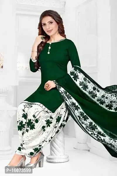 Elegant Multicoloured Crepe  Dress Material with Dupatta For Women-thumb0