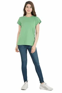 Elegant Green Pure Cotton Solid Tshirt For Women-thumb4