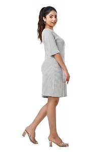 Stylish White Cotton Blend Striped Bodycon Dress For Women-thumb4