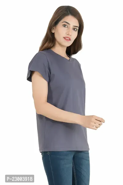 Elegant Purple Pure Cotton Solid Tshirt For Women