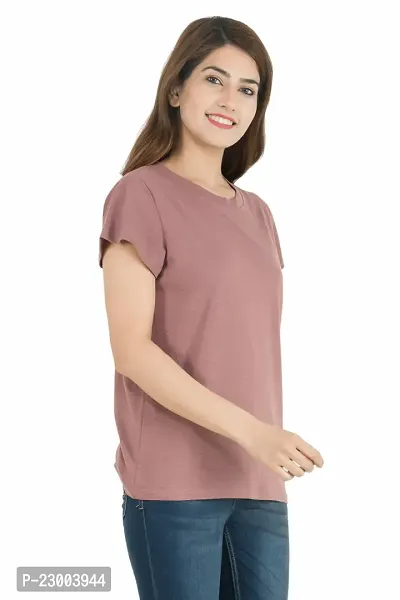 Elegant Magenta Pure Cotton Solid Tshirt For Women