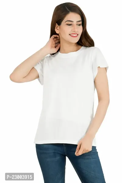 Elegant Pink Pure Cotton Solid Tshirt For Women