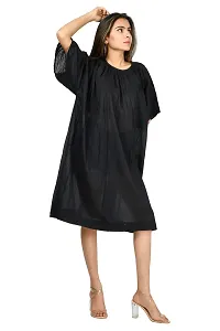 Stylish Black Cotton Solid Blouson Dress For Women-thumb4