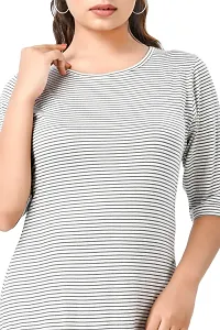 Stylish White Cotton Blend Striped Bodycon Dress For Women-thumb3