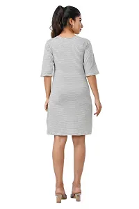 Stylish White Cotton Blend Striped Bodycon Dress For Women-thumb1