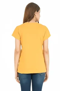 Elegant Golden Pure Cotton Solid Tshirt For Women-thumb1