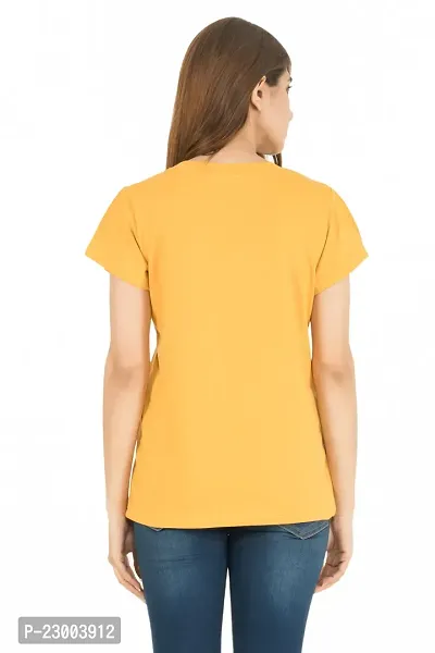 Elegant Golden Pure Cotton Solid Tshirt For Women-thumb2