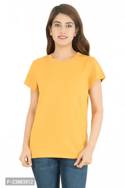 Elegant Golden Pure Cotton Solid Tshirt For Women
