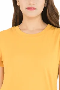 Elegant Golden Pure Cotton Solid Tshirt For Women-thumb3