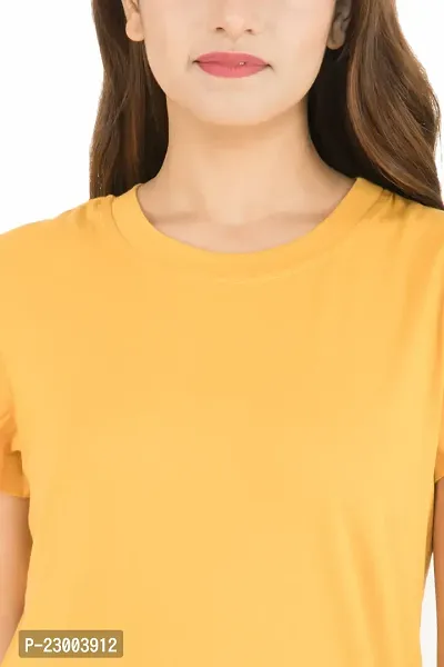 Elegant Golden Pure Cotton Solid Tshirt For Women-thumb4