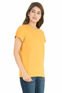 Elegant Golden Pure Cotton Solid Tshirt For Women-thumb2