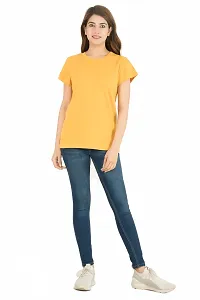 Elegant Golden Pure Cotton Solid Tshirt For Women-thumb4