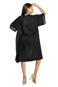 Stylish Black Cotton Solid Blouson Dress For Women-thumb1